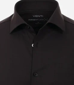 VENTI body fit overhemd, jersey, zwart