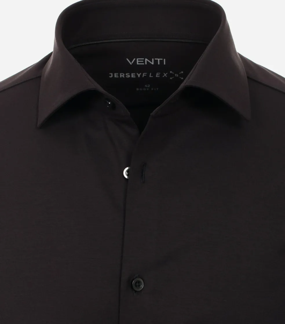 VENTI body fit overhemd, jersey, zwart