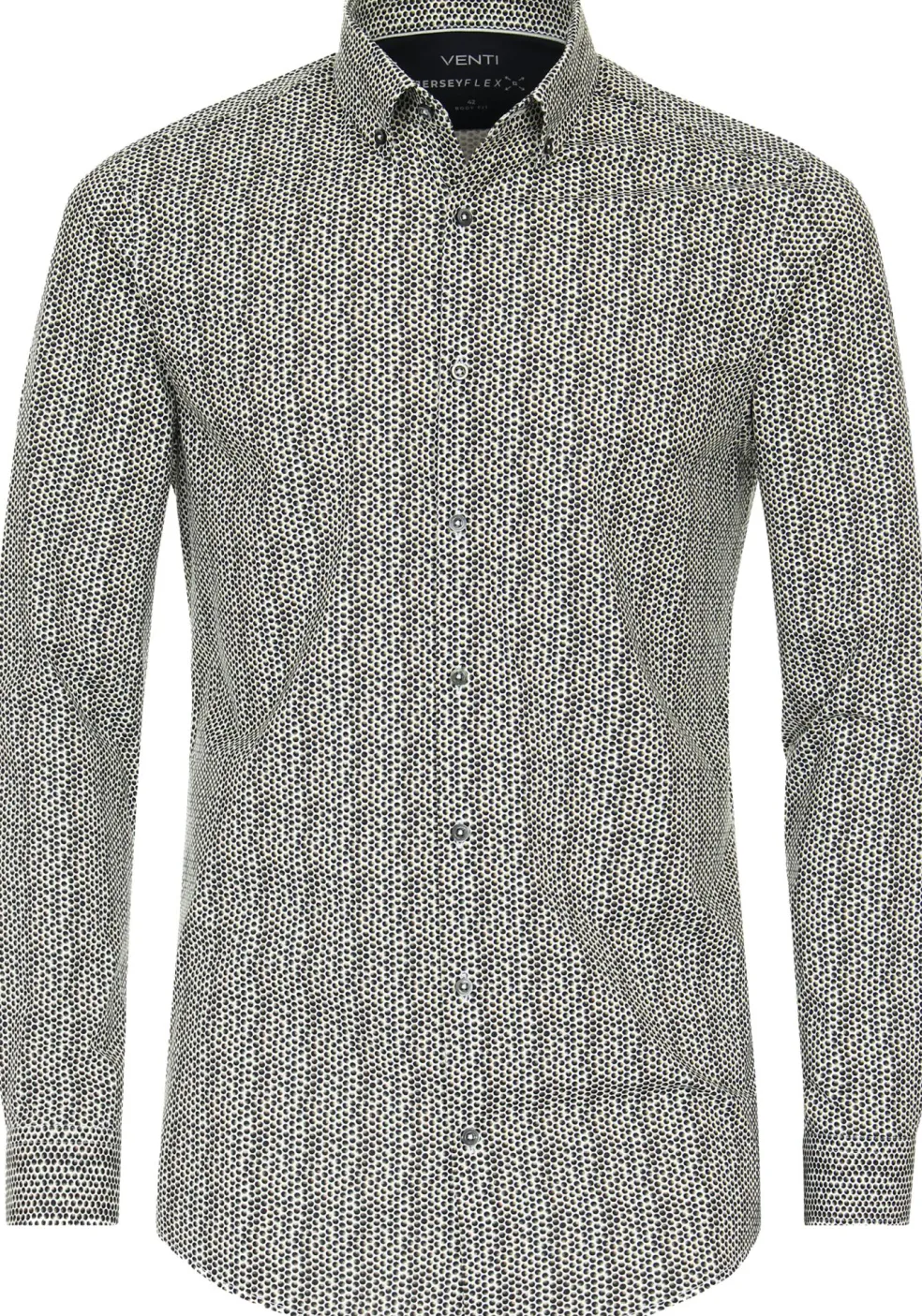 VENTI body fit overhemd, jersey, groen dessin