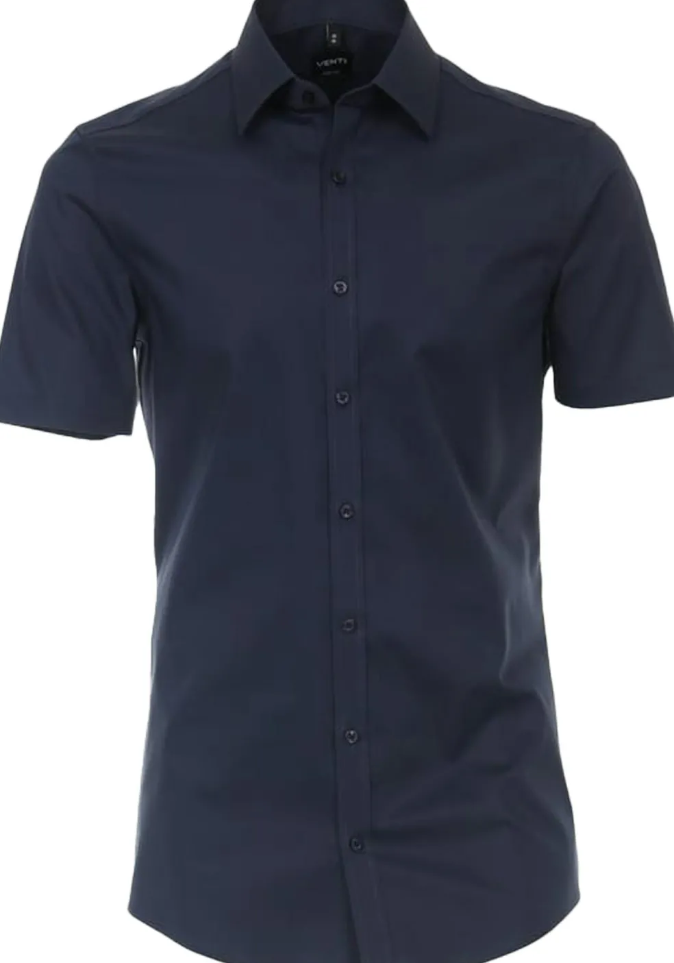 VENTI body fit overhemd, korte mouw, popeline, blauw