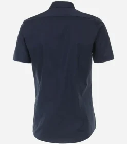 VENTI body fit overhemd, korte mouw, popeline, blauw