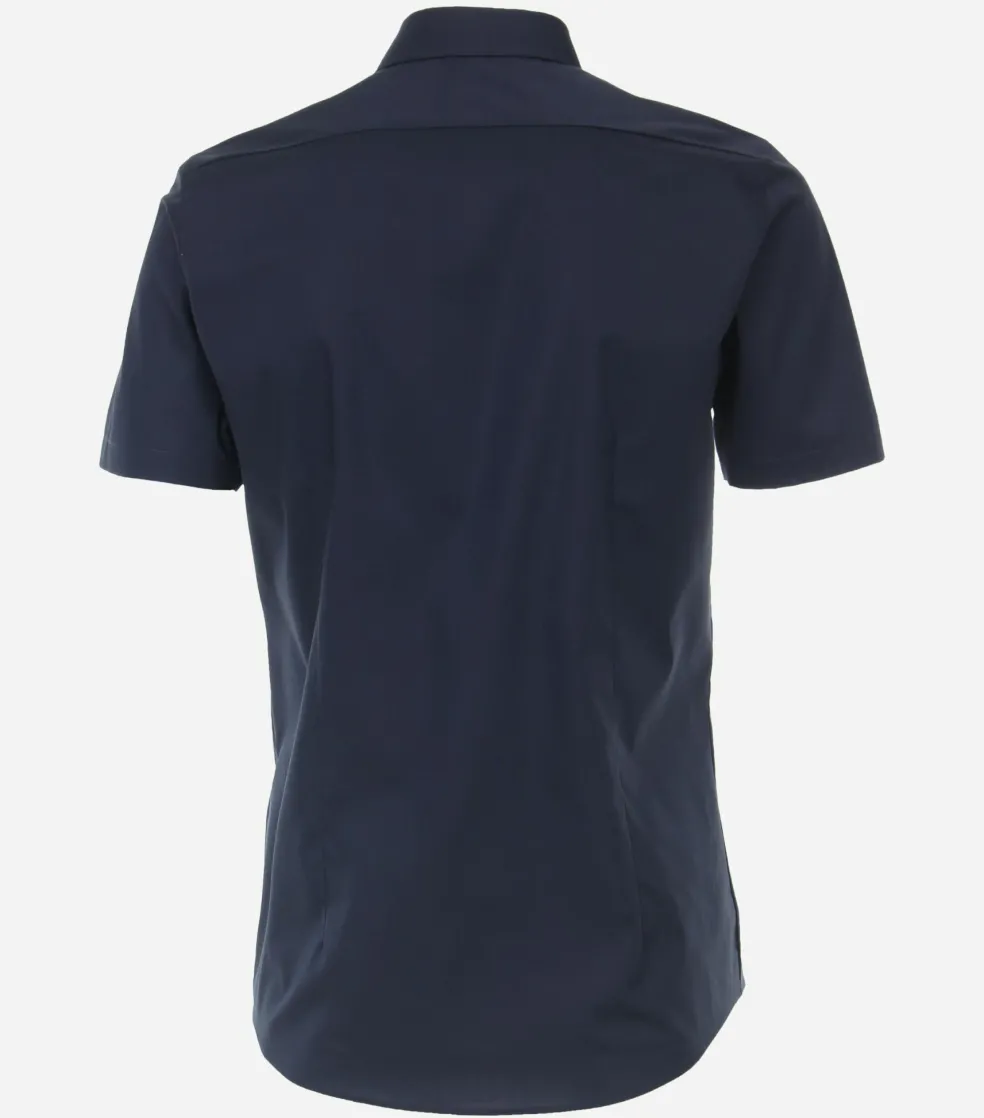 VENTI body fit overhemd, korte mouw, popeline, blauw