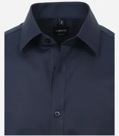 VENTI body fit overhemd, korte mouw, popeline, blauw