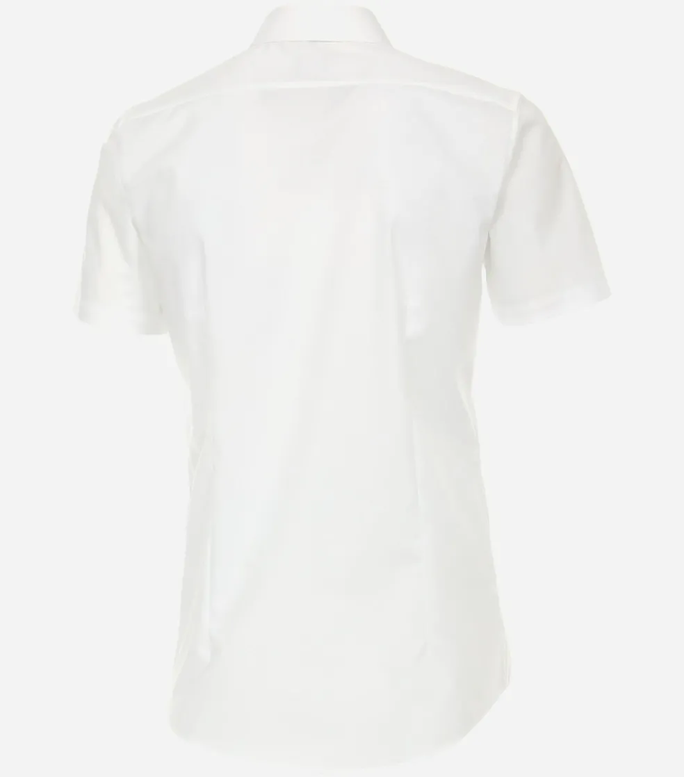 VENTI body fit overhemd, korte mouw, popeline, wit