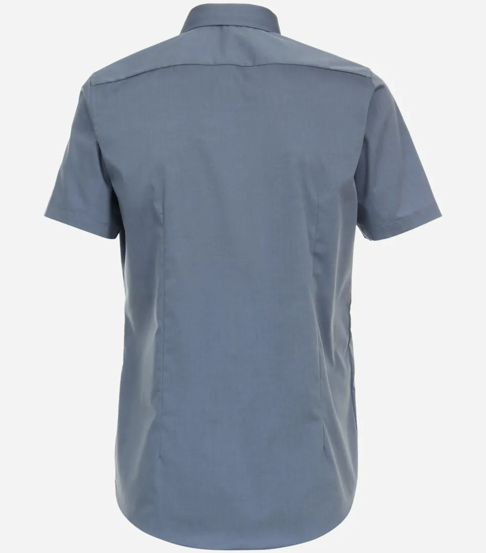 VENTI body fit overhemd, korte mouw, popeline, blauw