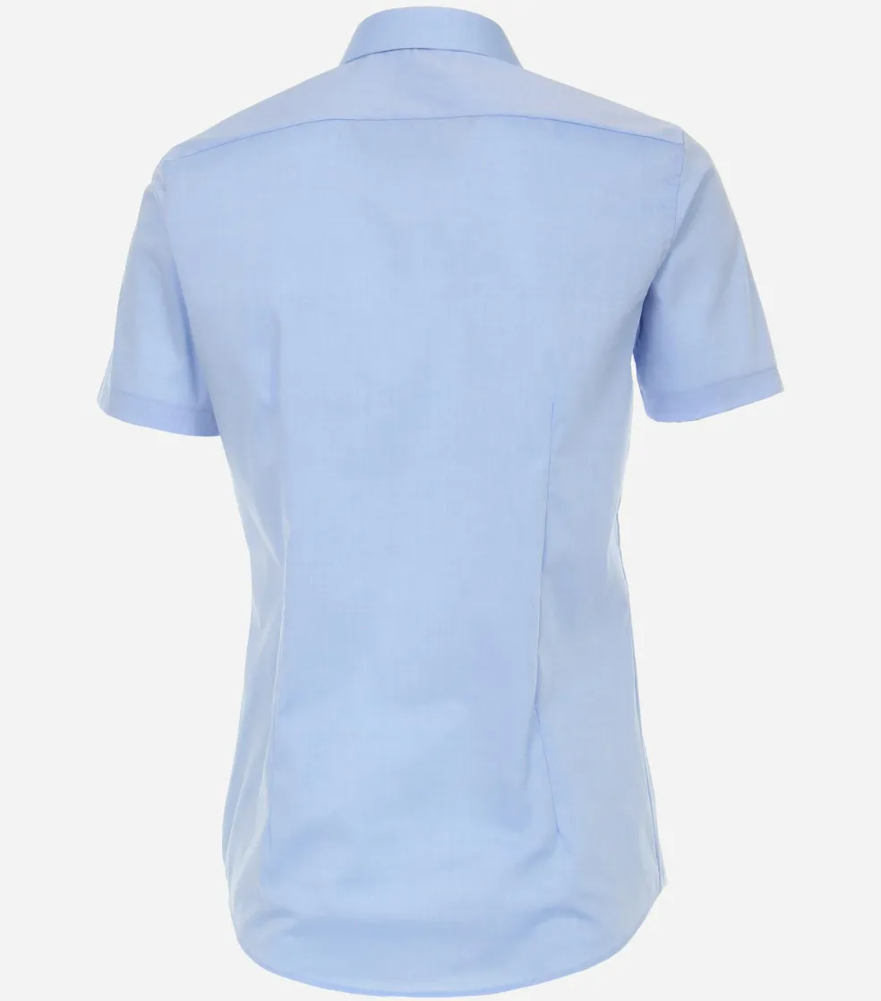 VENTI body fit overhemd, korte mouw, popeline, blauw