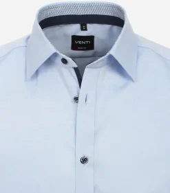 VENTI body fit overhemd, korte mouw, popeline, blauw