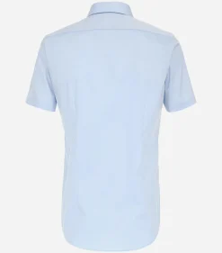 VENTI body fit overhemd, korte mouw, popeline, blauw