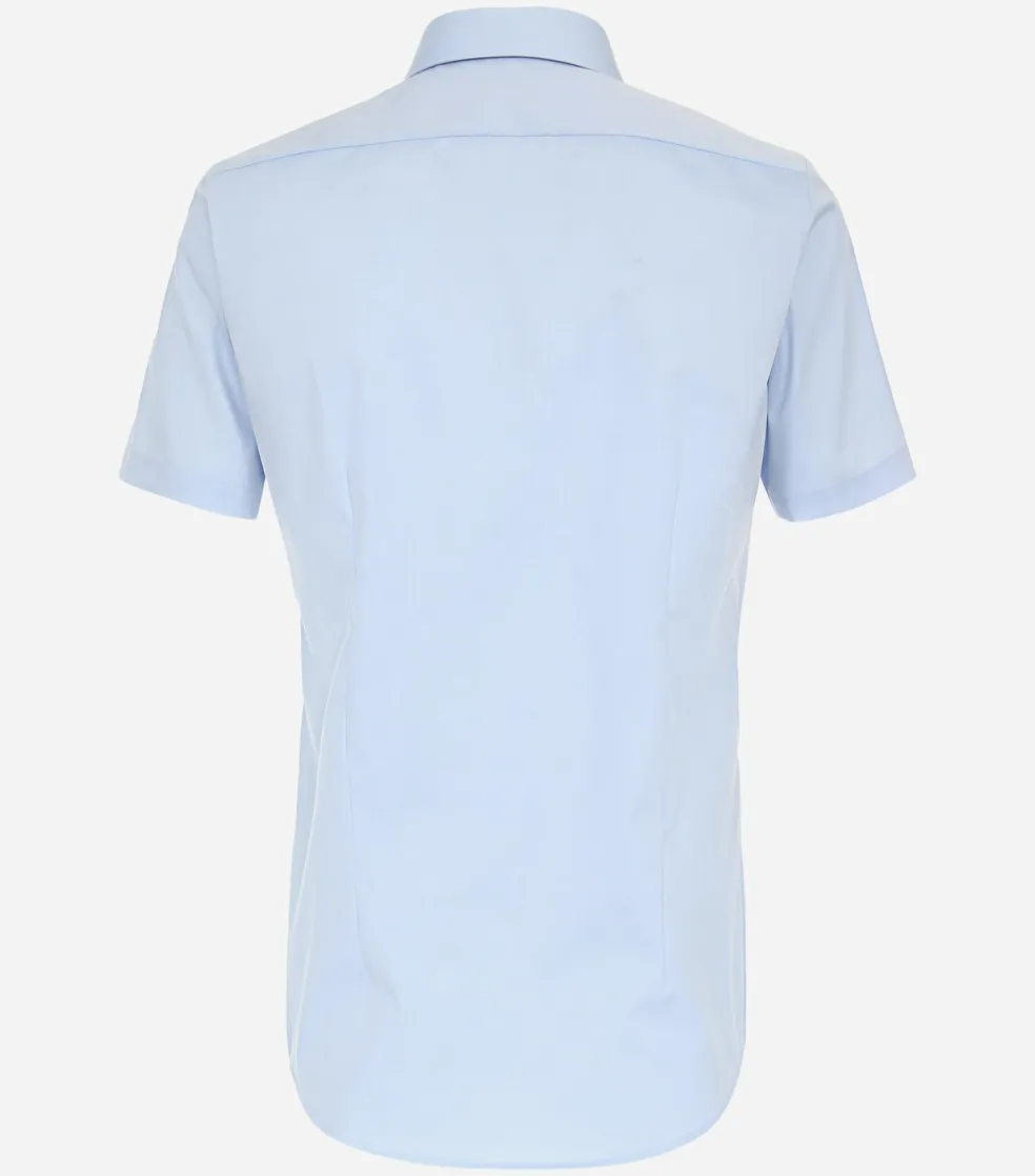 VENTI body fit overhemd, korte mouw, popeline, blauw
