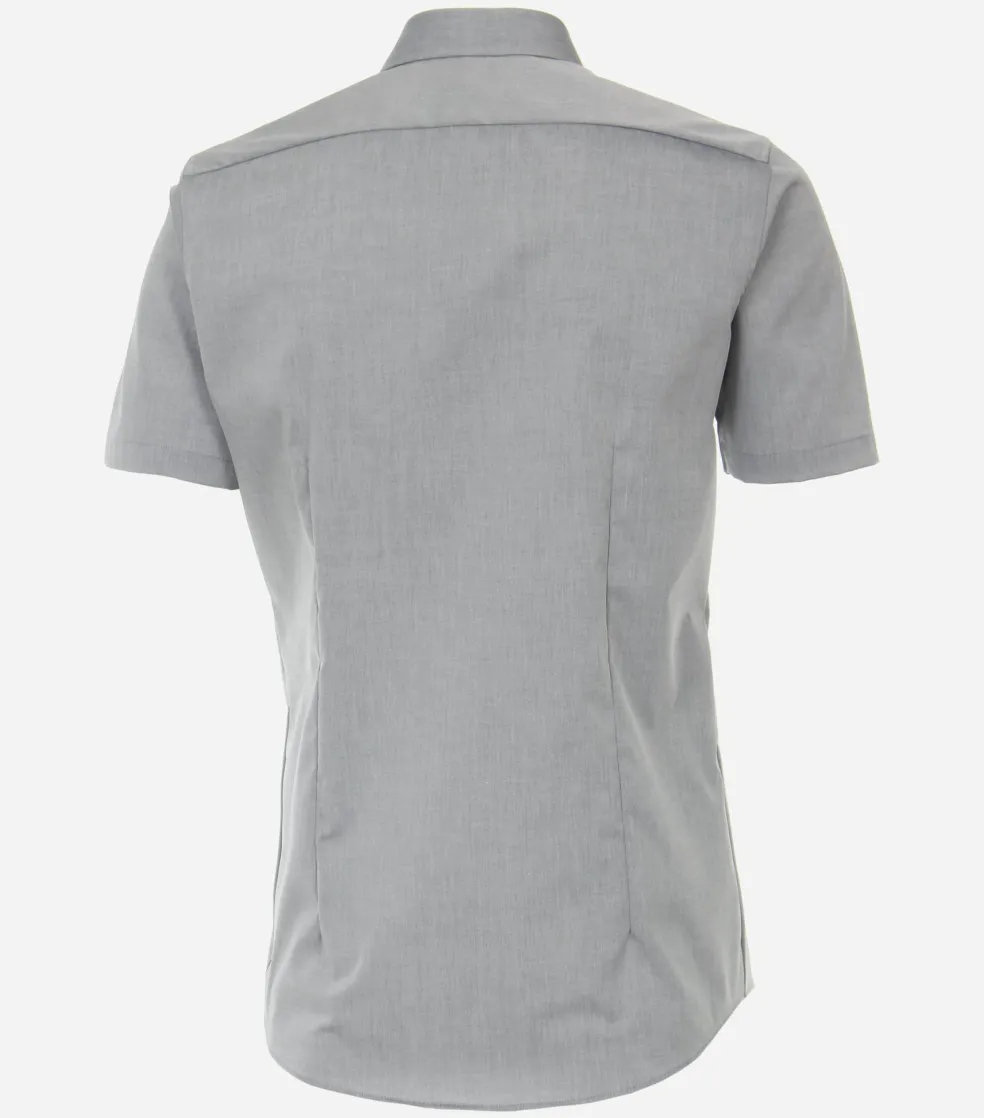 VENTI body fit overhemd, korte mouw, popeline, grijs