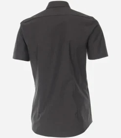 VENTI body fit overhemd, korte mouw, popeline, grijs