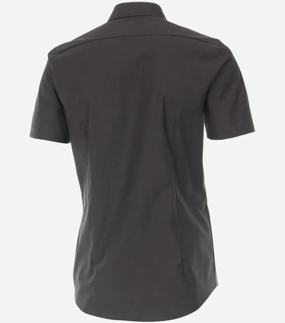 VENTI body fit overhemd, korte mouw, popeline, grijs