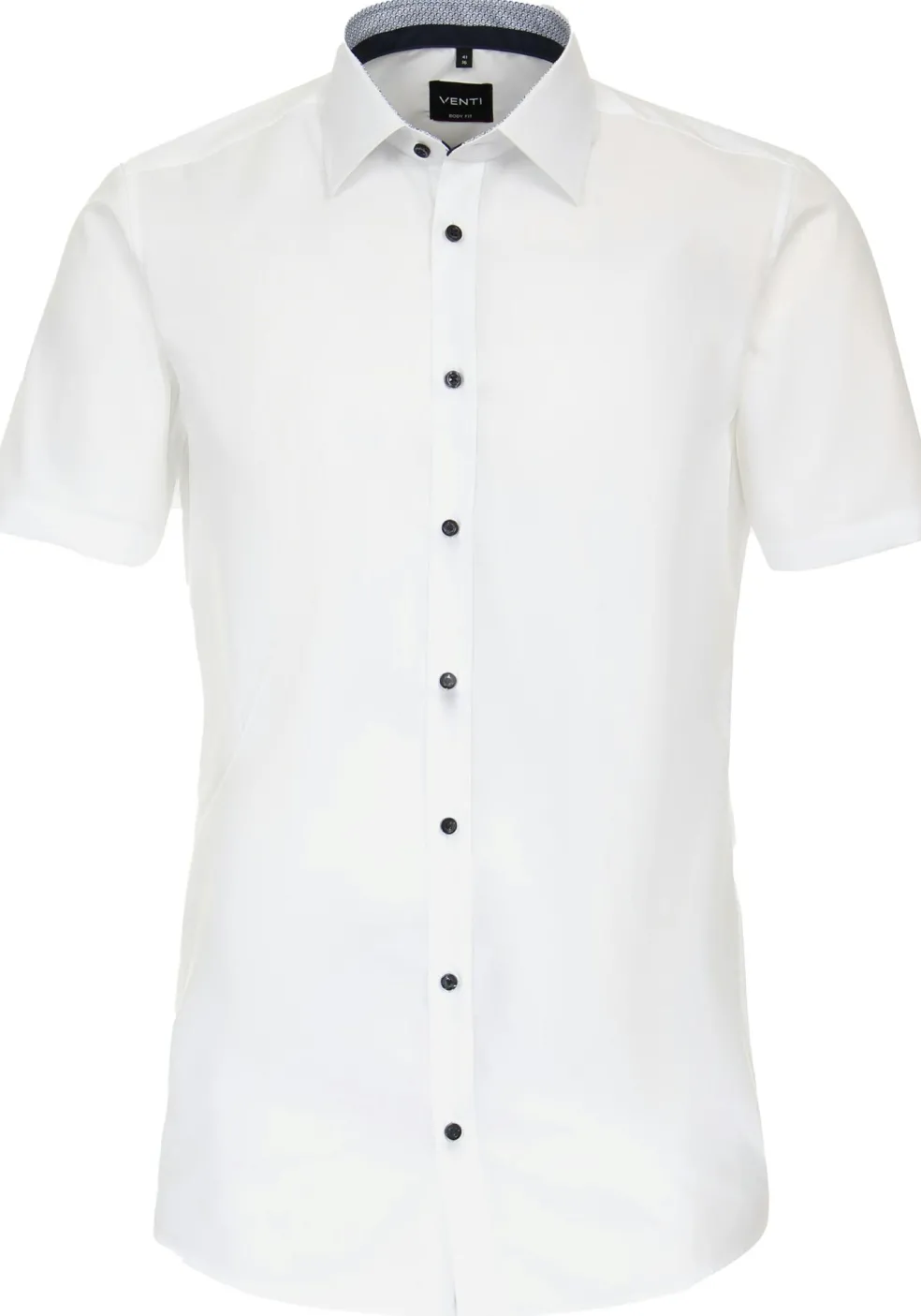 VENTI body fit overhemd, korte mouw, popeline, wit