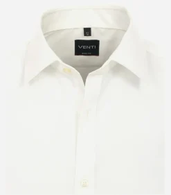 VENTI body fit overhemd, mouwlengte 7, popeline, beige