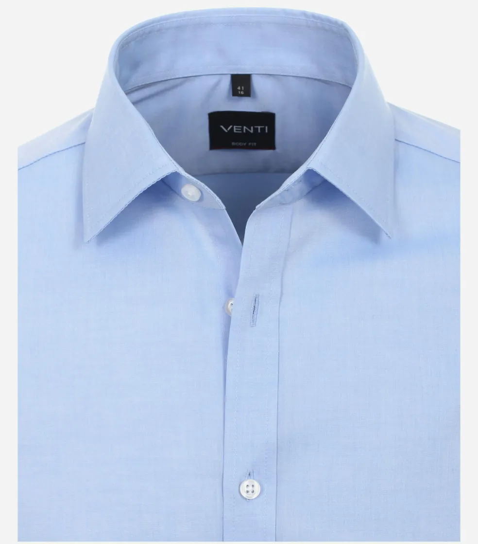VENTI body fit overhemd, mouwlengte 7, popeline, blauw