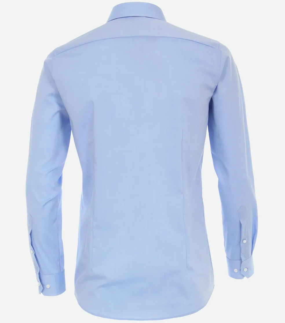 VENTI body fit overhemd, mouwlengte 7, popeline, blauw
