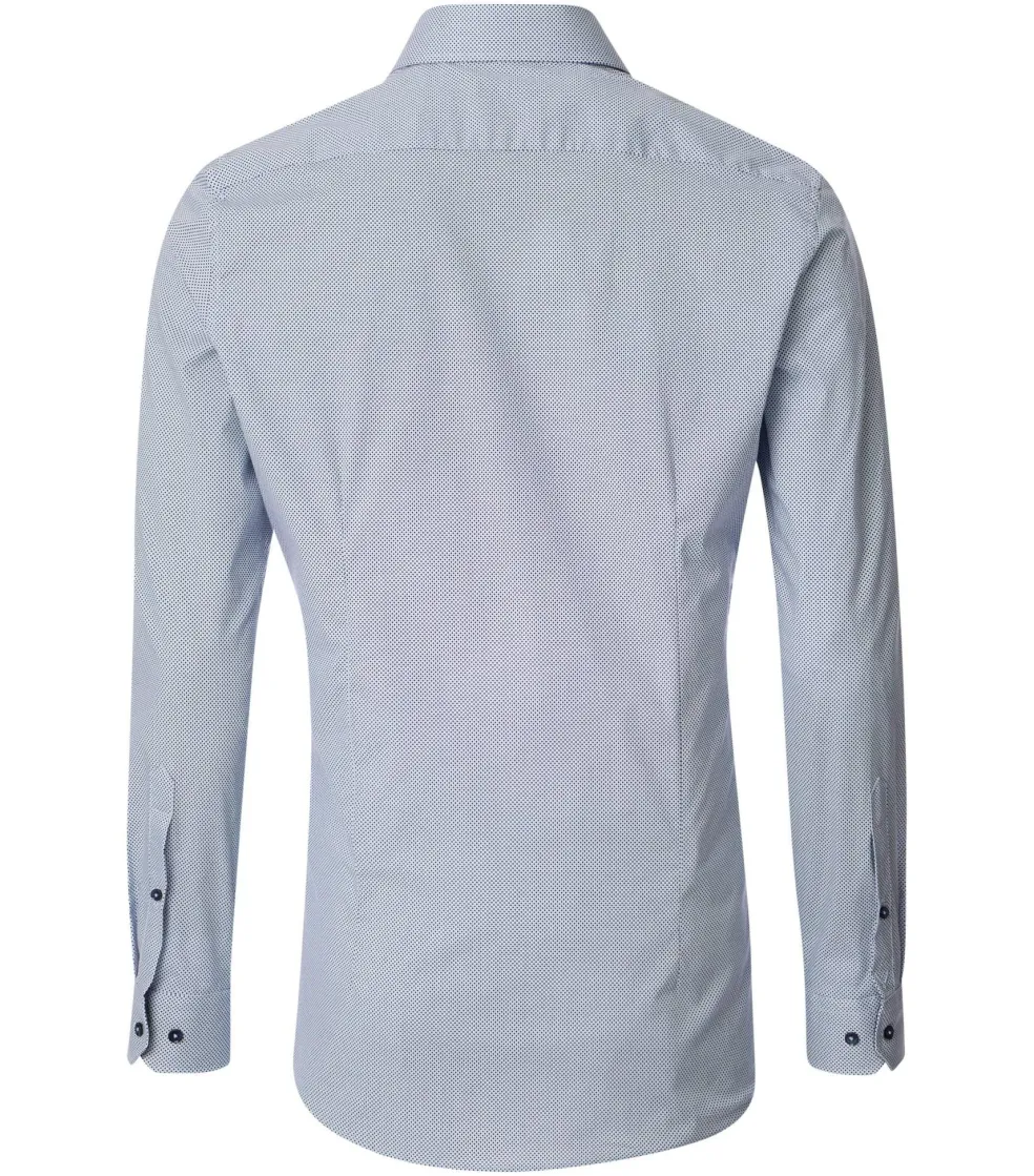VENTI body fit overhemd, popeline, blauw dessin