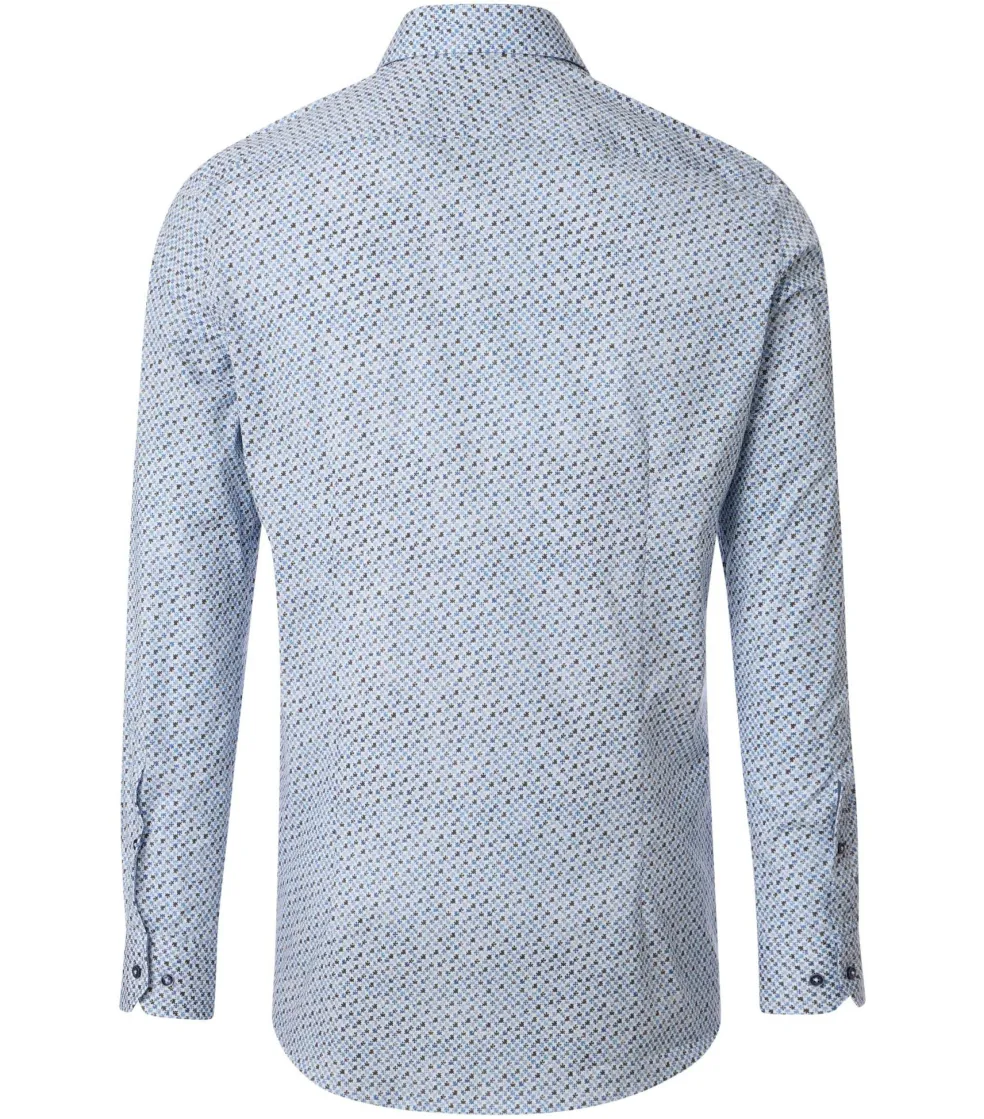 VENTI body fit overhemd, popeline, blauw dessin
