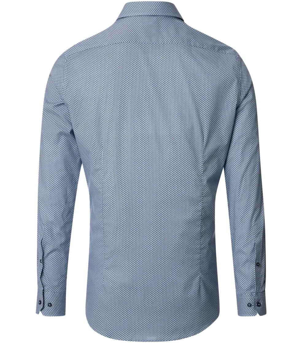VENTI body fit overhemd, popeline, blauw dessin