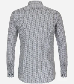VENTI body fit overhemd, popeline, blauw dessin