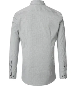 VENTI body fit overhemd, popeline, groen dessin