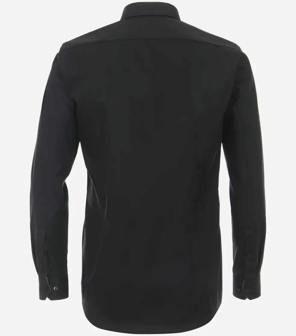 VENTI body fit overhemd, popeline, zwart