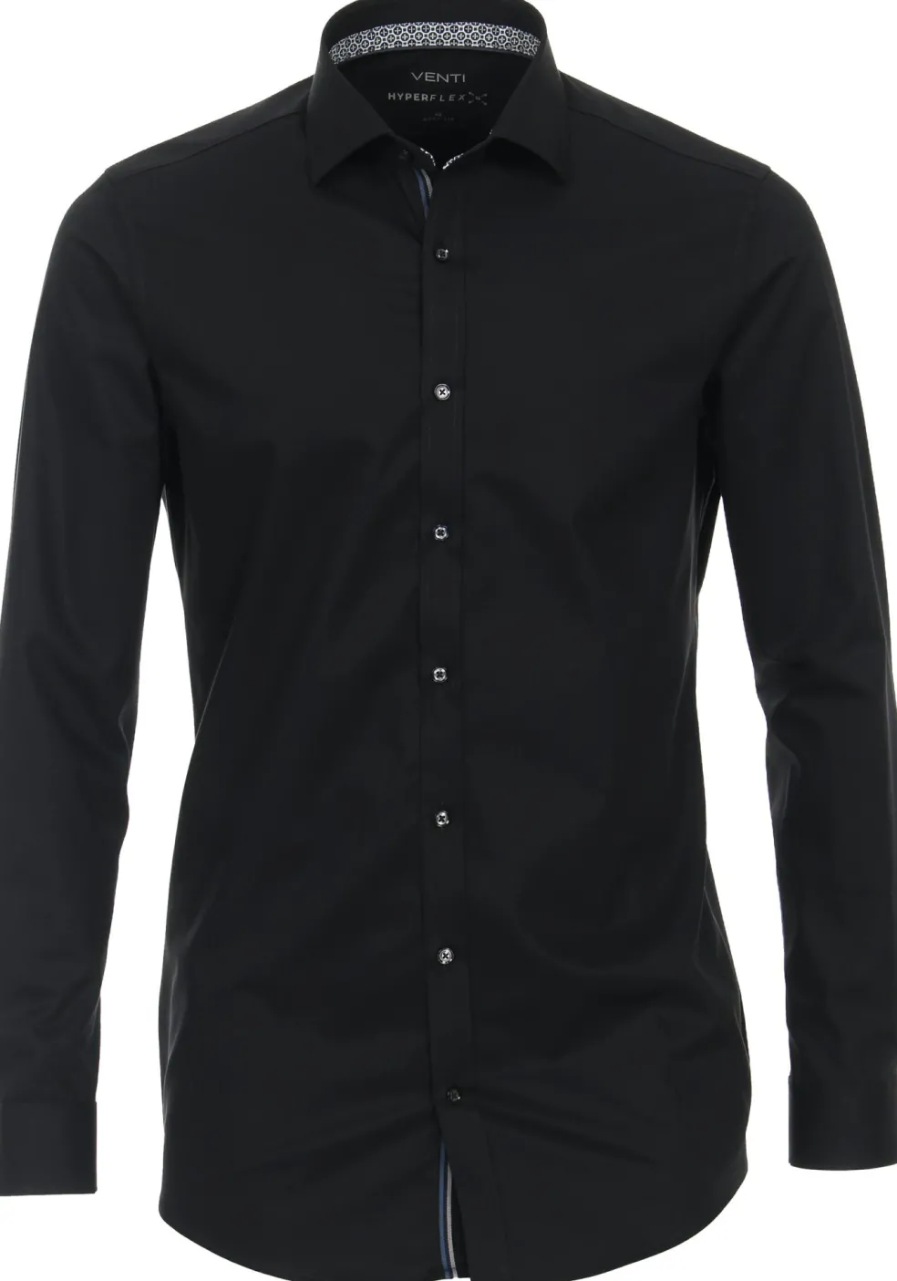 VENTI body fit overhemd, twill, zwart