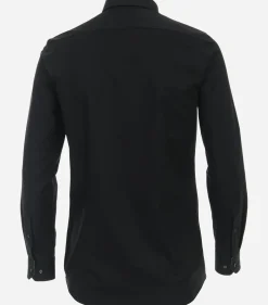 VENTI body fit overhemd, twill, zwart
