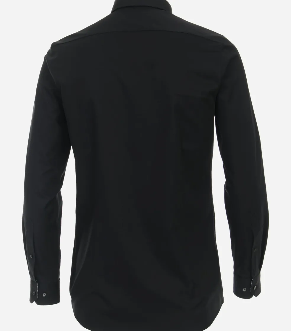 VENTI body fit overhemd, twill, zwart