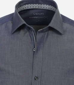 VENTI body fit overhemd, twill, blauw