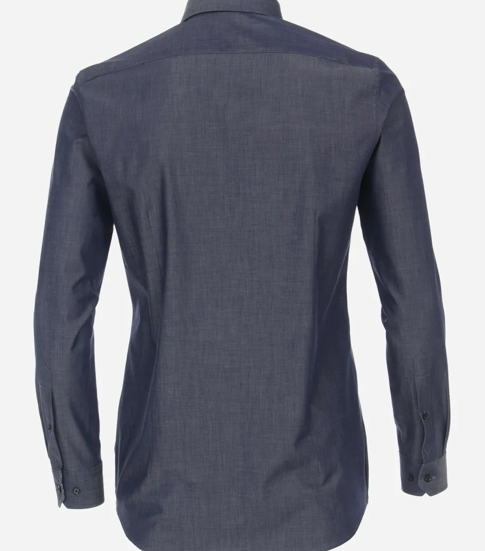 VENTI body fit overhemd, twill, blauw
