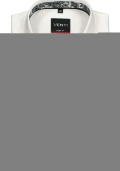 VENTI body fit overhemd, wit structuur (zwart contrast)