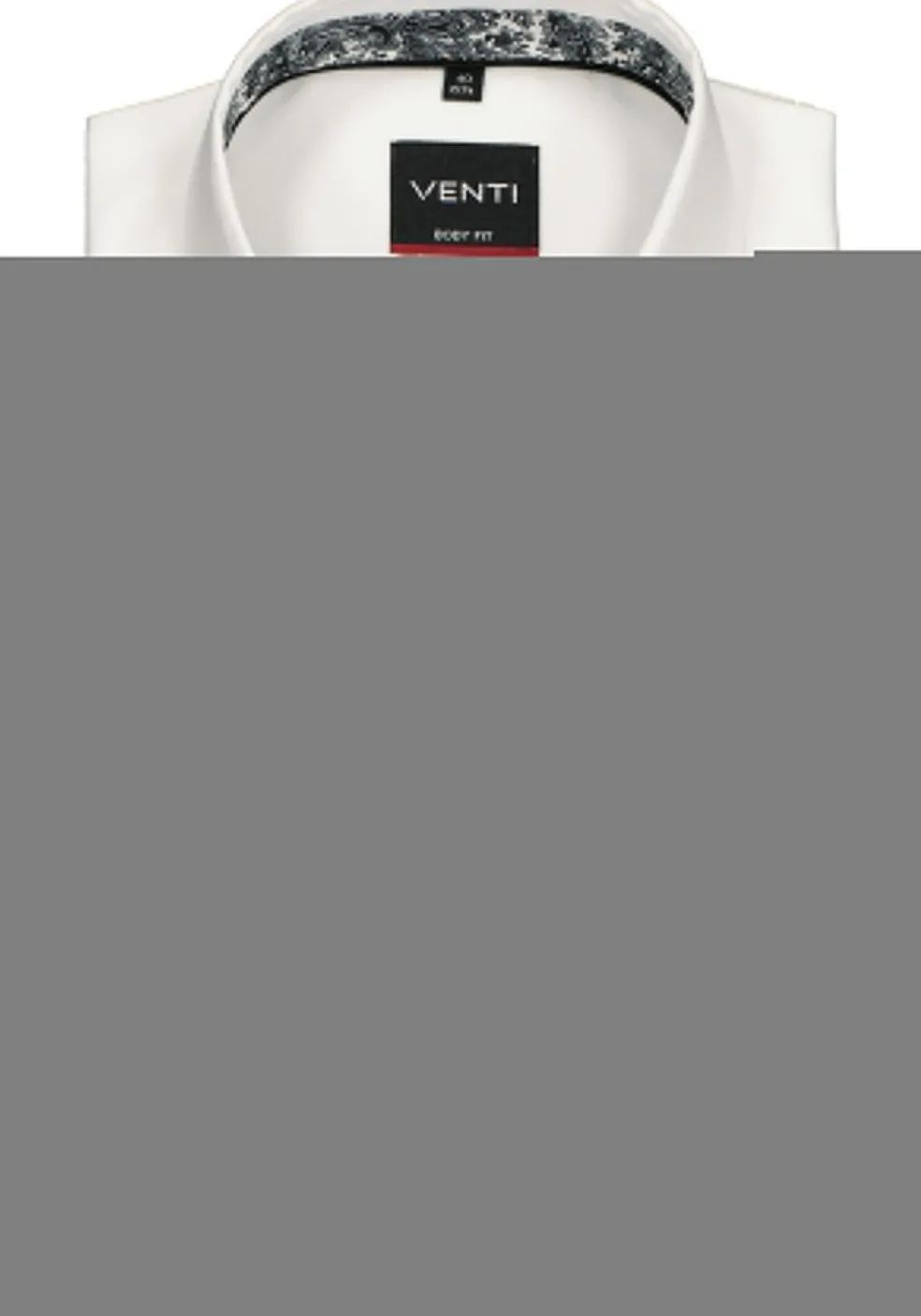 VENTI body fit overhemd, wit structuur (zwart contrast)