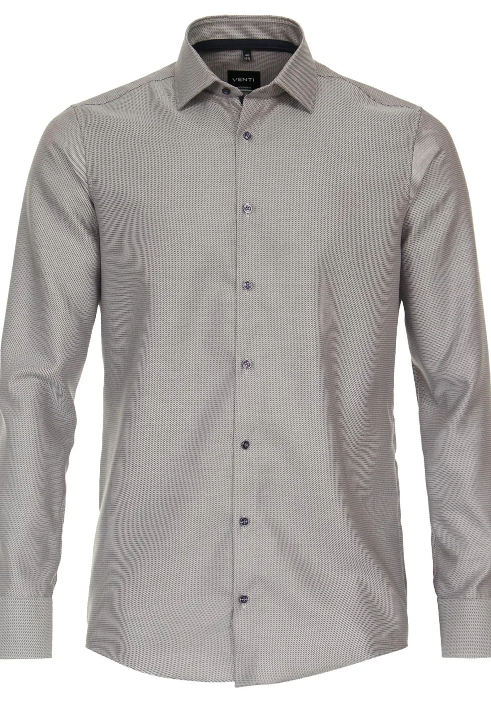 VENTI modern fit overhemd, dobby, beige, wit, blauw mini dessin