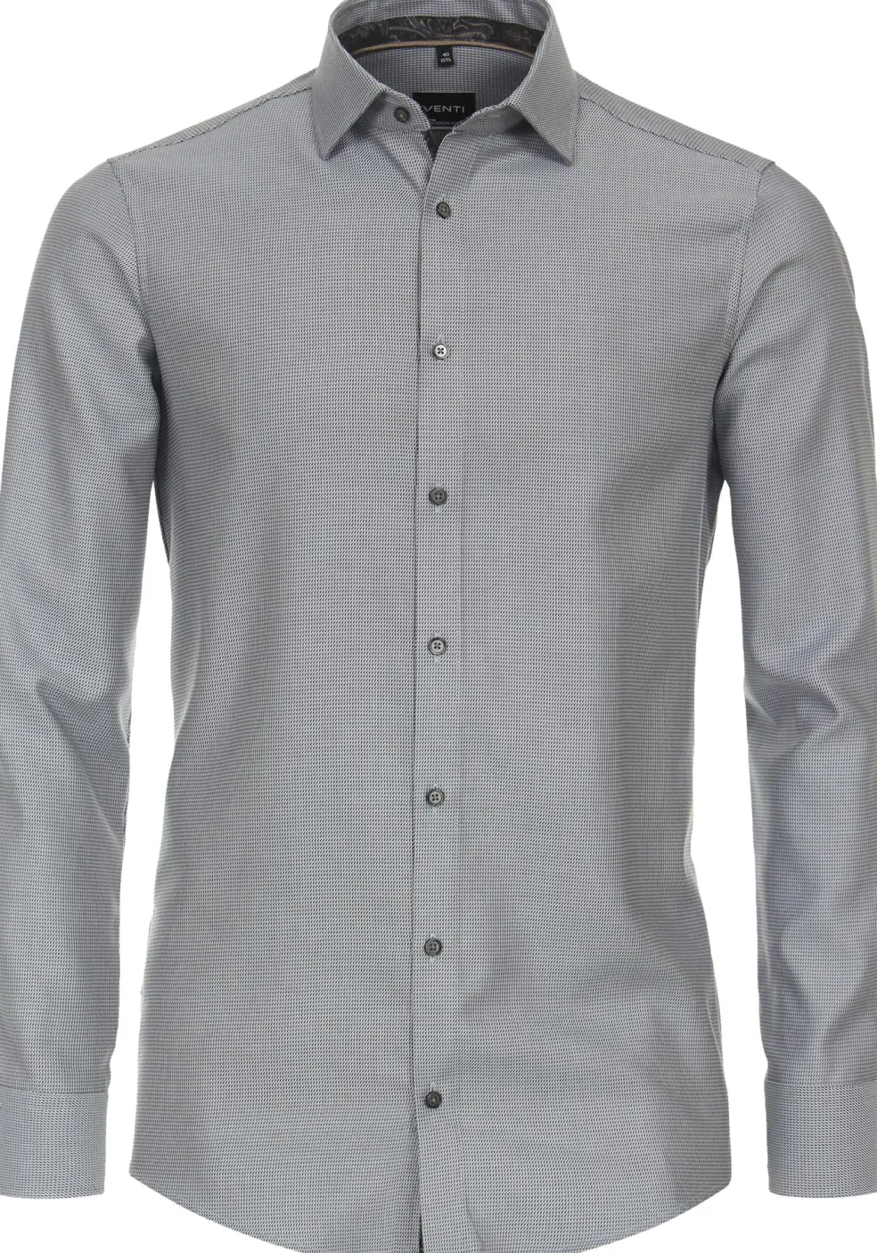 VENTI modern fit overhemd, dobby, bruin met blauw mini dessin