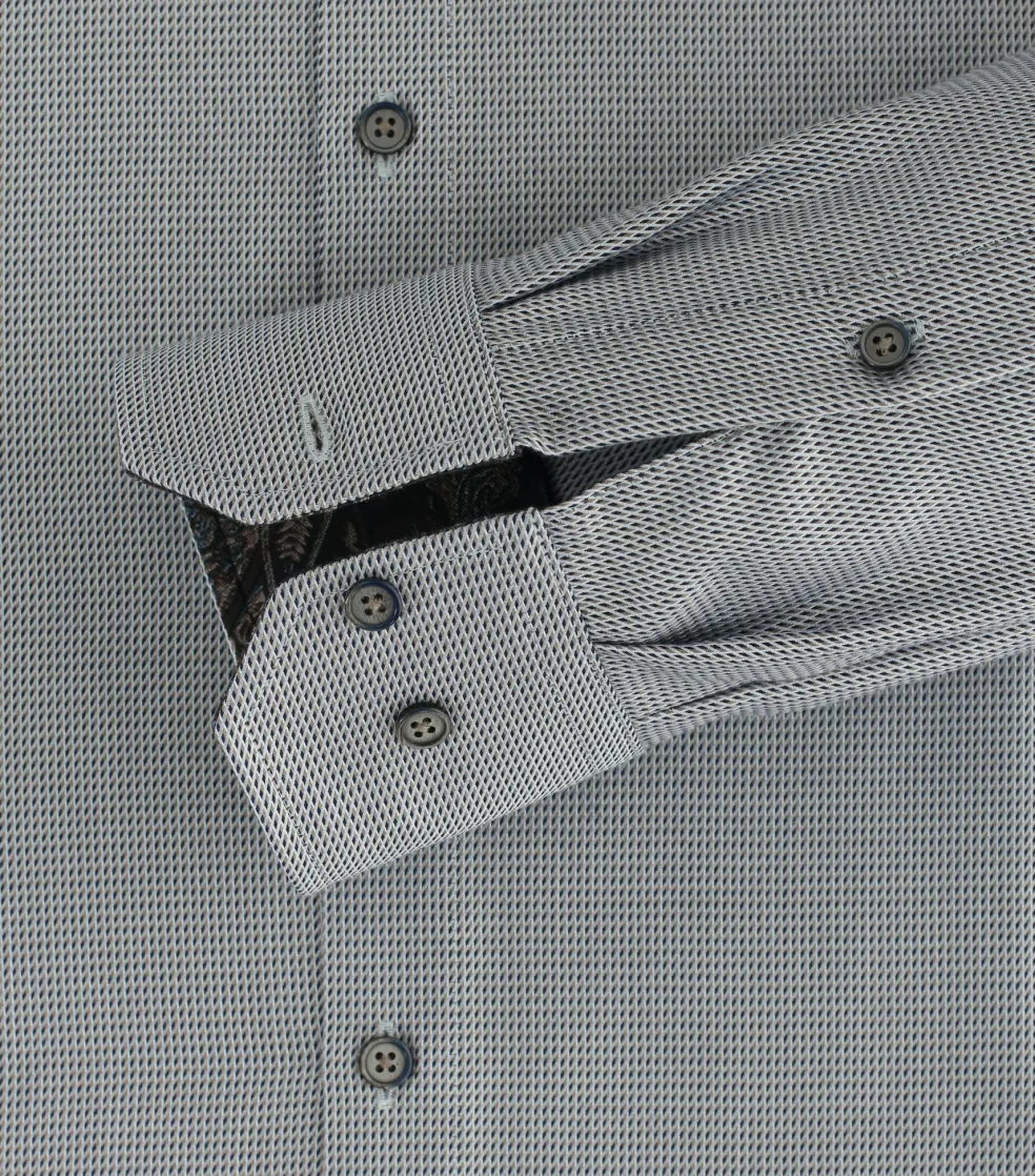VENTI modern fit overhemd, dobby, bruin met blauw mini dessin