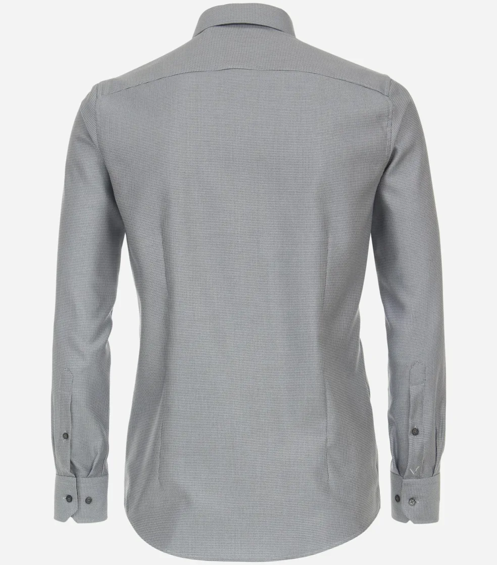 VENTI modern fit overhemd, dobby, bruin met blauw mini dessin