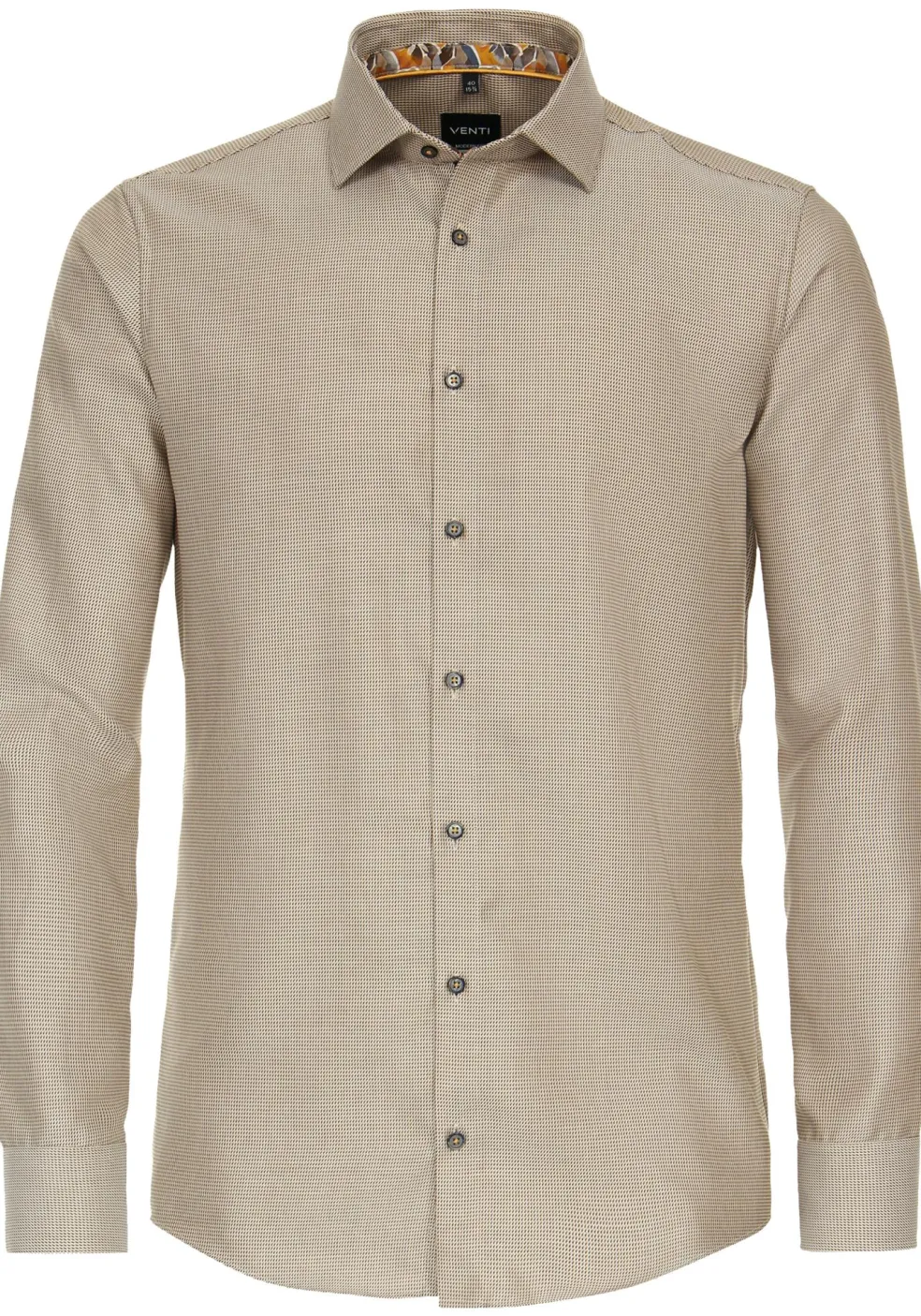 VENTI modern fit overhemd, dobby, geel, blauw, wit mini dessin