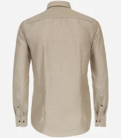 VENTI modern fit overhemd, dobby, geel, blauw, wit mini dessin