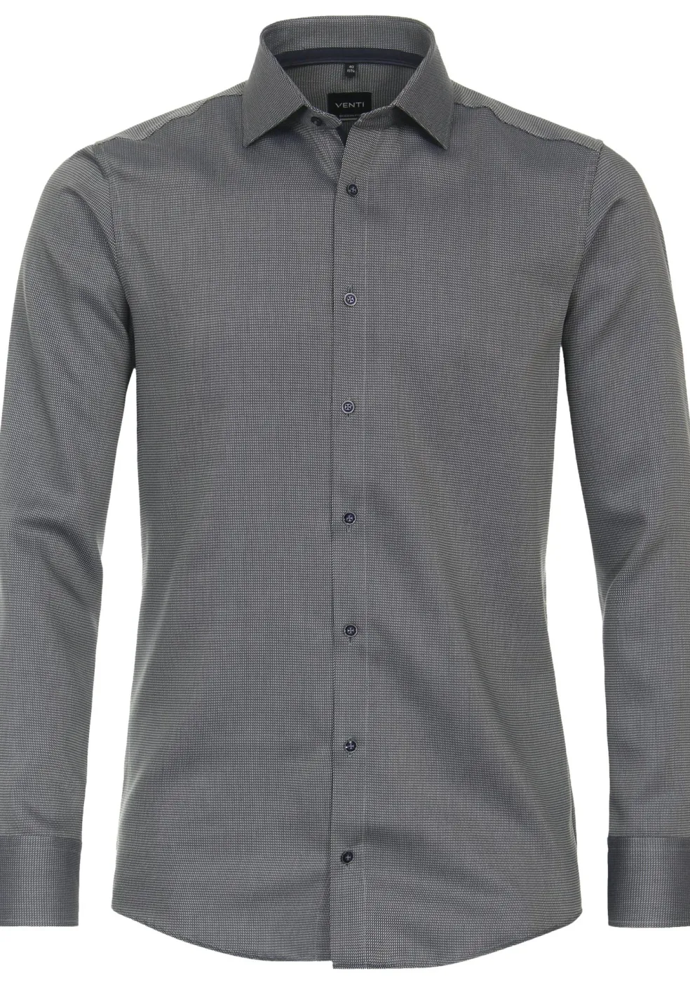 VENTI modern fit overhemd, dobby, groen, wit, blauw mini dessin