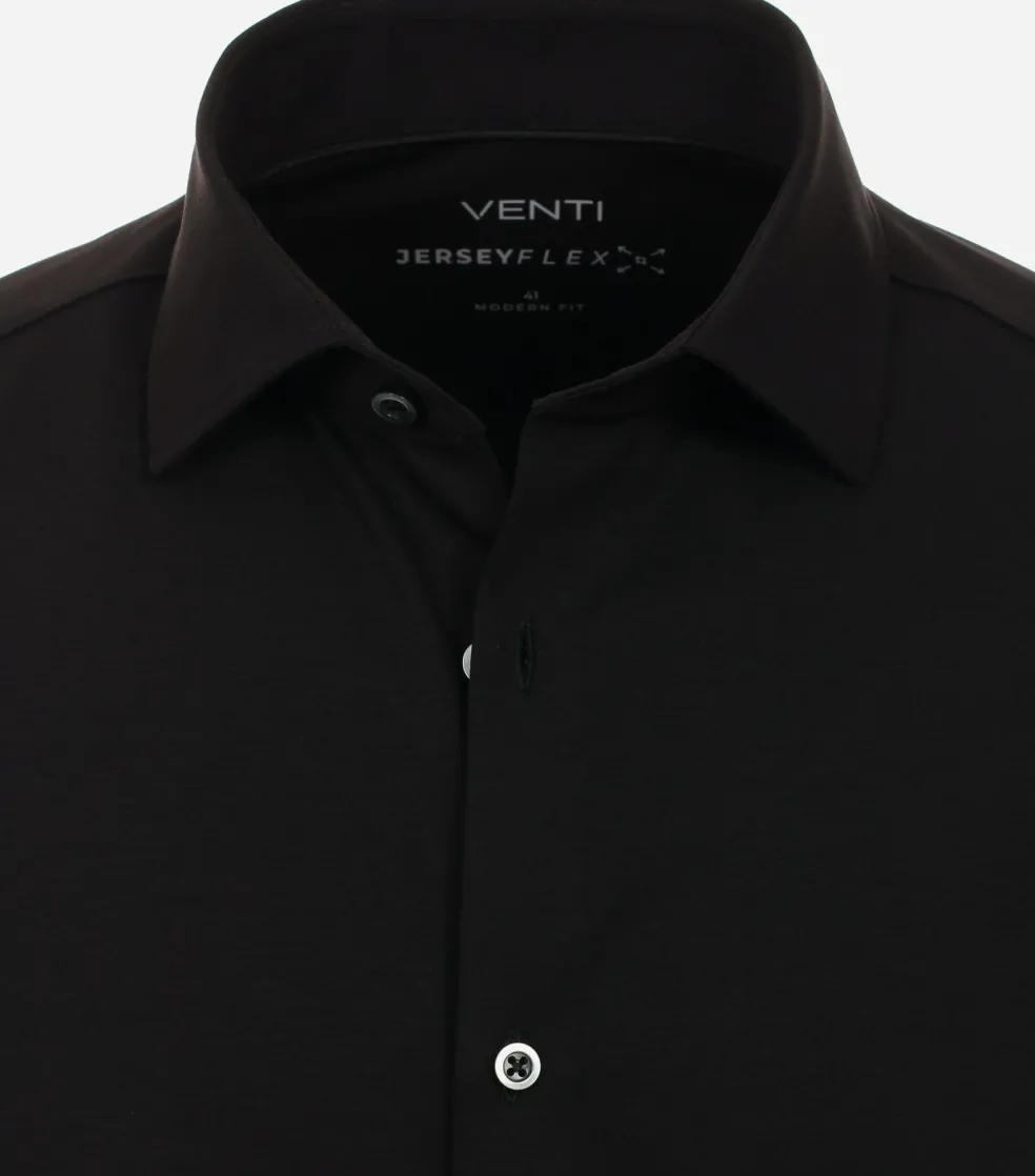 VENTI modern fit overhemd, jersey, zwart