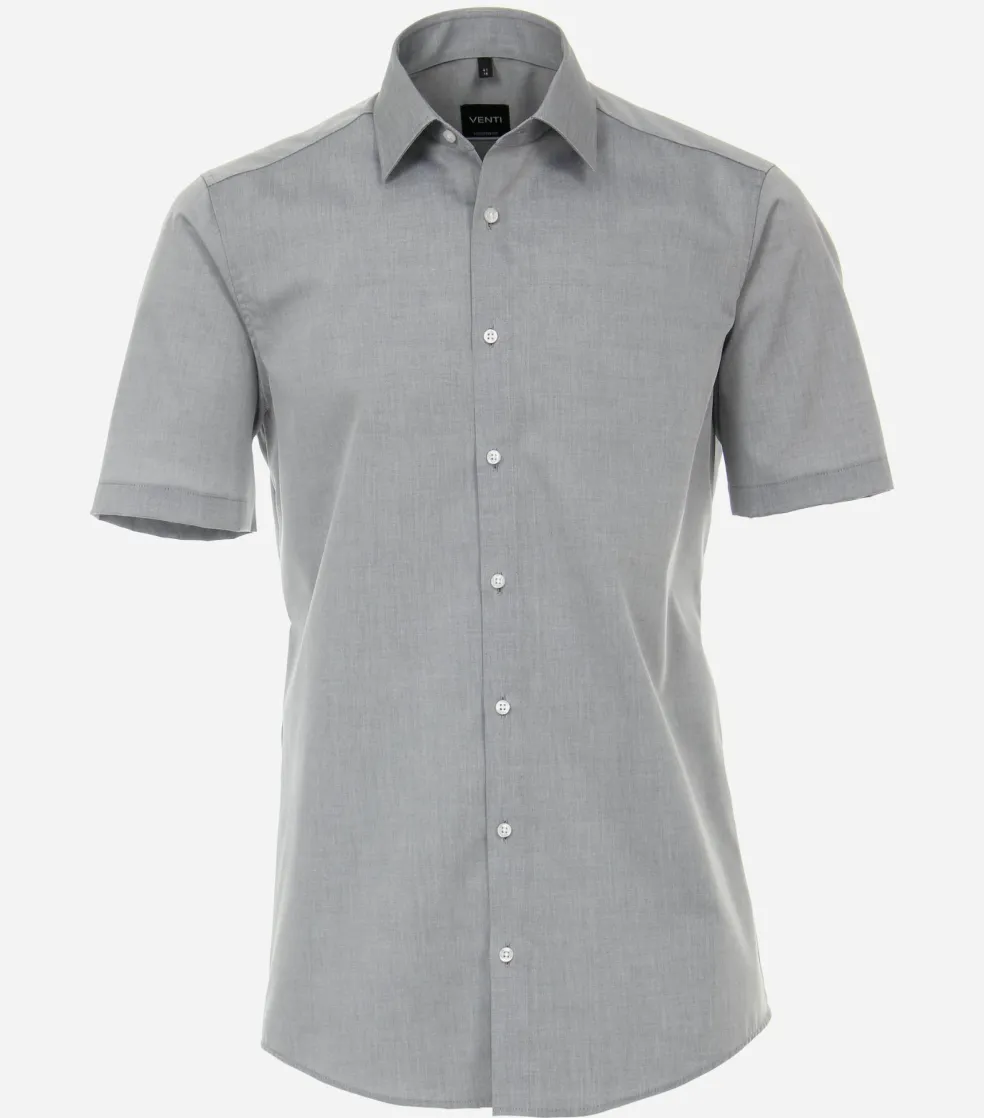 VENTI modern fit overhemd, korte mouw, popeline, grijs