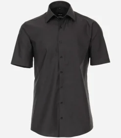 VENTI modern fit overhemd, korte mouw, popeline, grijs