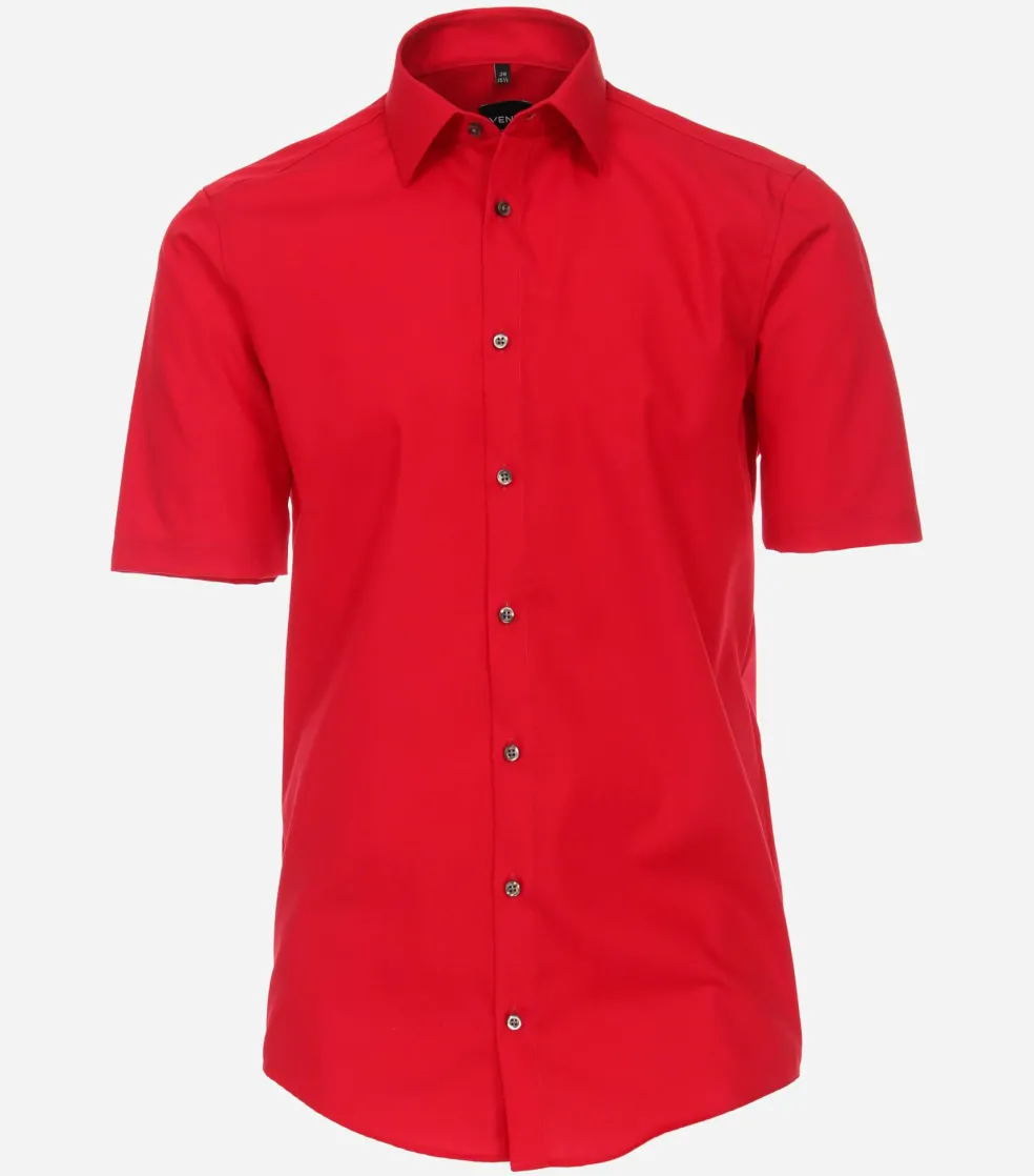 VENTI modern fit overhemd, korte mouw, popeline, rood