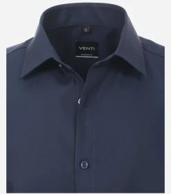 VENTI modern fit overhemd, korte mouw, popeline, blauw