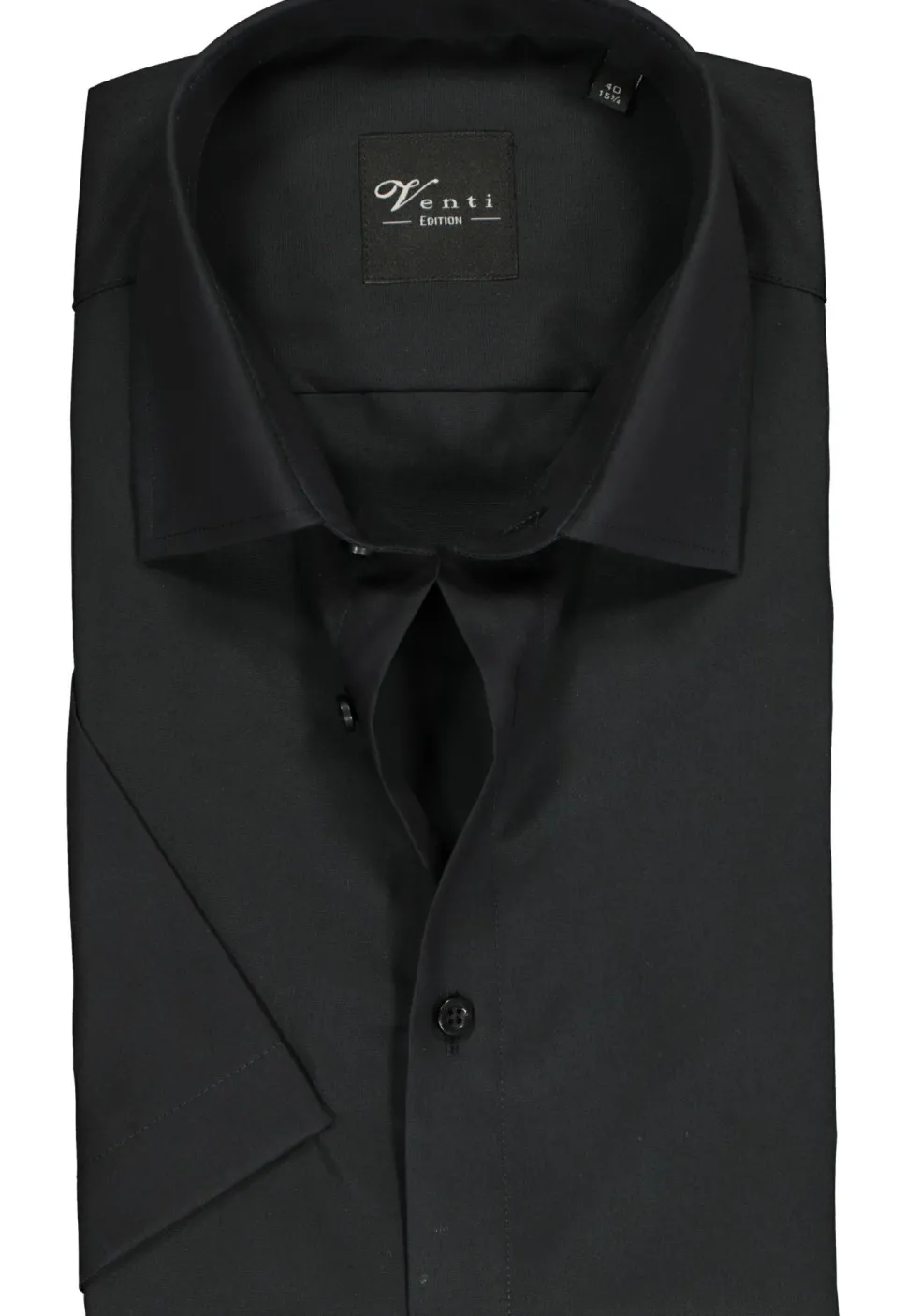 VENTI modern fit overhemd, korte mouw, zwart
