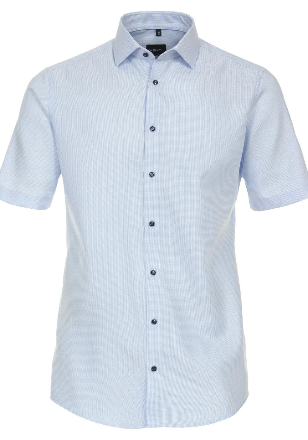 VENTI modern fit overhemd, korte mouw, dobby, blauw