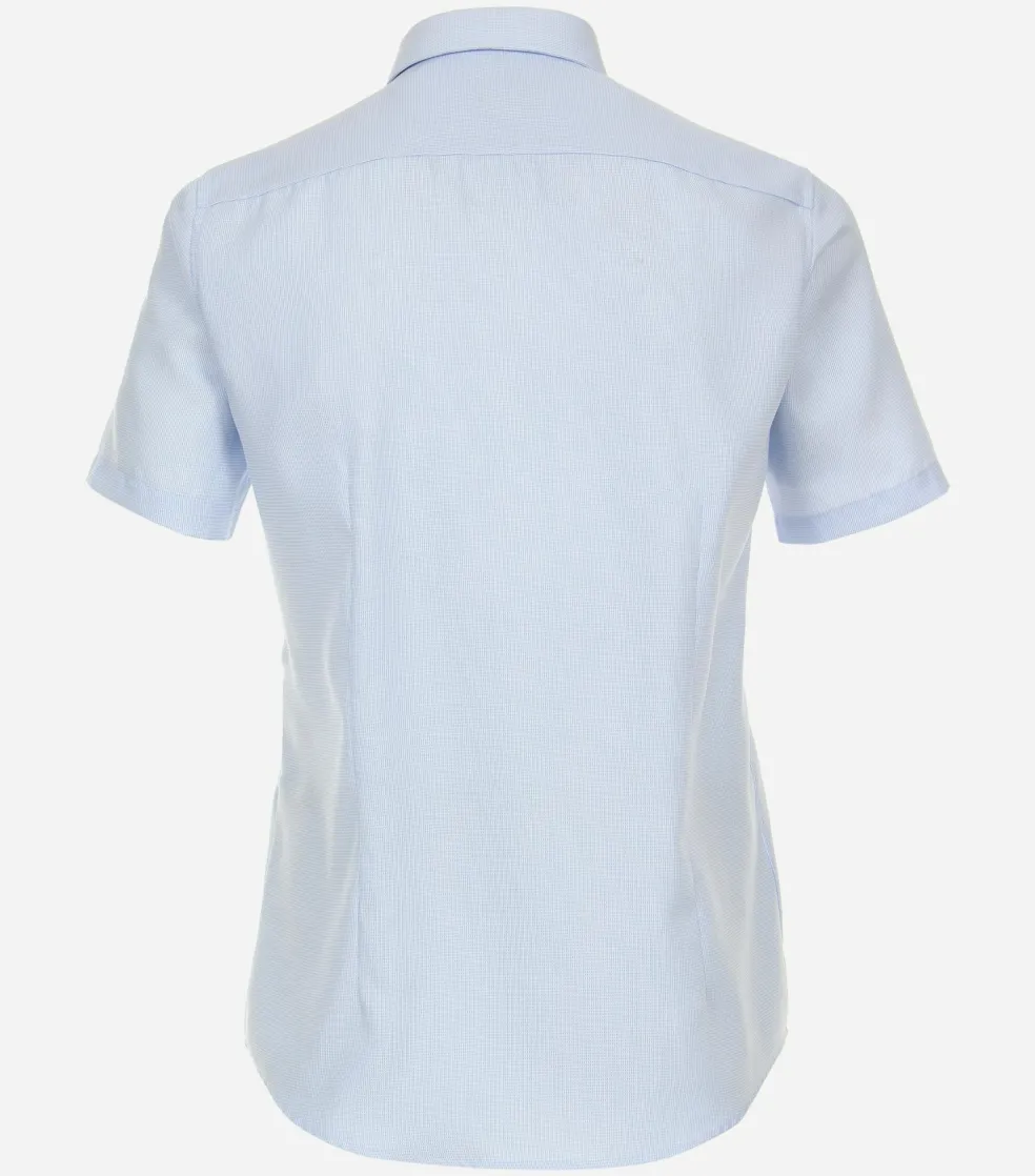 VENTI modern fit overhemd, korte mouw, dobby, blauw