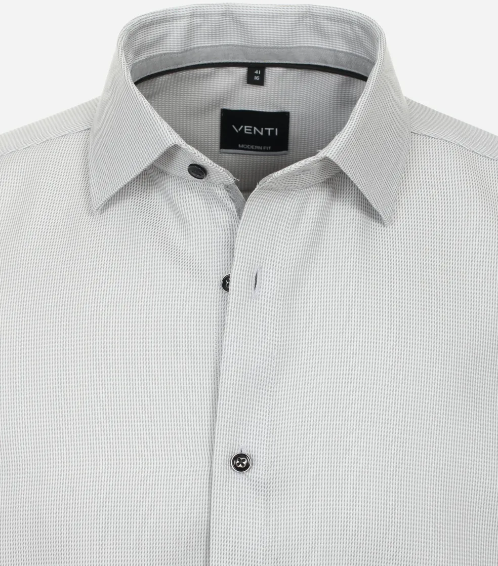 VENTI modern fit overhemd, korte mouw, dobby, grijs