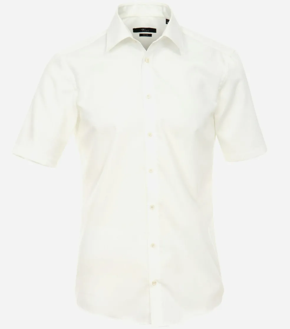 VENTI modern fit overhemd, korte mouw, popeline, beige